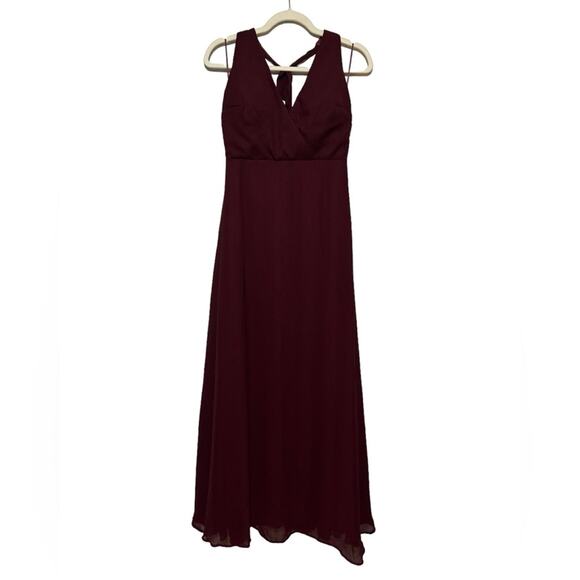 Birdy Gray Cabernet Red Maroon Halter Neck Bridesmaid Dress‎ Gown Size Small - Picture 1 of 8